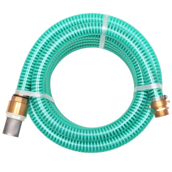 Furtun de aspirație - conectori de alamă - 15 m -  25 mm - verde