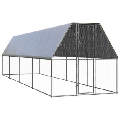 Coteț de păsări pentru exterior - 2x8x2 m - oțel galvanizat