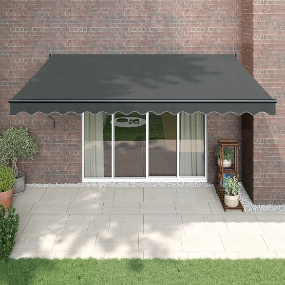 Copertină retractabilă - antracit - 4x3 m - textil și aluminiu