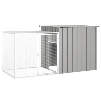 Coteț pentru iepuri - gri - 200x91x100 cm - oțel galvanizat