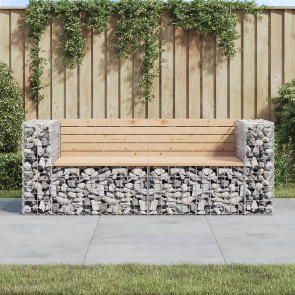 Bancă de grădină - design gabion - 184x71x65,5 cm - lemn masiv pin