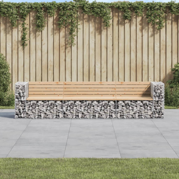 Bancă de grădină - design gabion - 287x71x65,5cm - lemn masiv pin