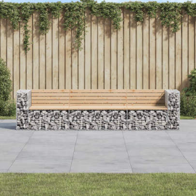 Bancă de grădină - design gabion - 287x71x65,5cm - lemn masiv pin