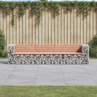 Bancă de grădină tip gabion 287x71x65,5 cm - lemn masiv Douglas