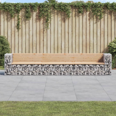 Bancă de grădină - design gabion - 347x71x65,5cm - lemn masiv pin