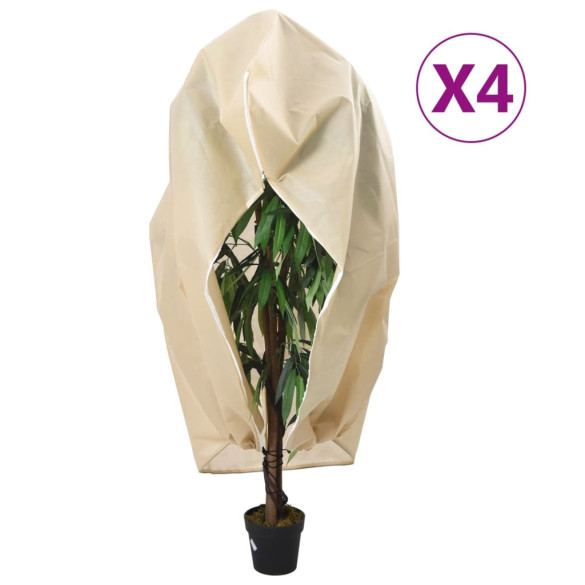 Huse de plante din fleece cu fermoar 4 buc. 70 g/m² 1x1,55 m