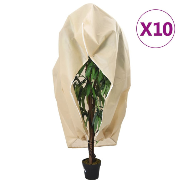 Huse de plante din fleece cu fermoar 10 buc 70 g/m² 1,55x1,55 m