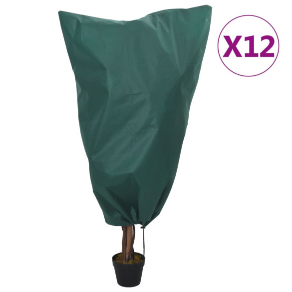 Protecții fleece pt plante - cu șnur - 12 buc 70 g/m² 0,8x0,8 m