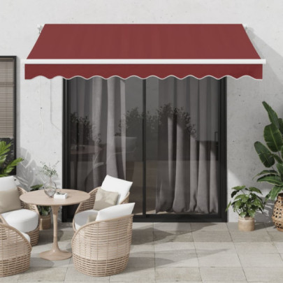 Copertină retractabilă manual cu LED - vișiniu - 300x250 cm