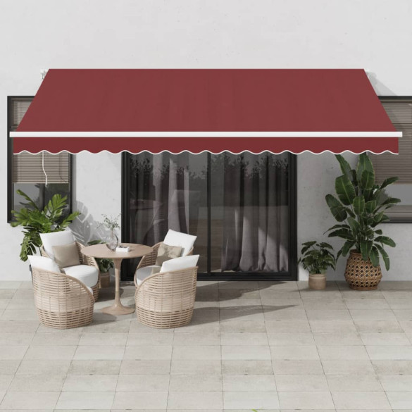 Copertina retractabilă manual cu LED - vișiniu - 450x300 cm