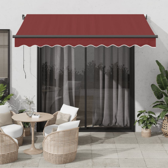 Copertină retractabilă manual cu LED-uri - vișiniu - 300x250 cm