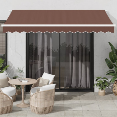 Copertină retractabilă manual cu LED - maro - 350x250 cm