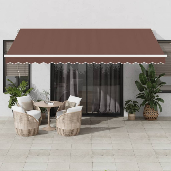 Copertină retractabilă manual cu LED - maro - 450x300 cm