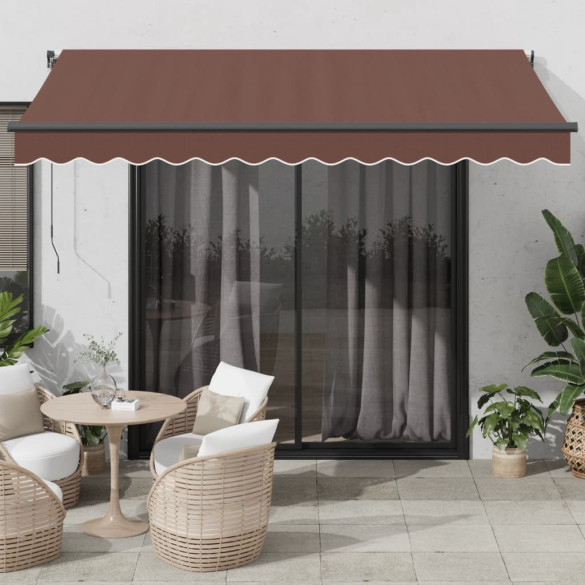 Copertină retractabilă manual cu LED - maro - 350x250 cm