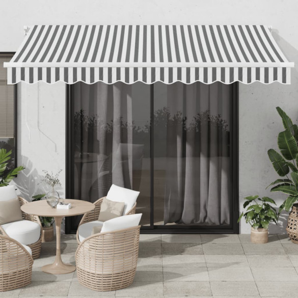 Copertină retractabilă manual cu LED - antracit/alb - 350x250 cm