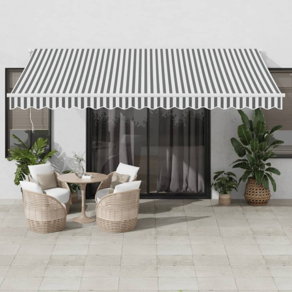 Copertină retractabilă manual cu LED - antracit/alb - 450x300 cm