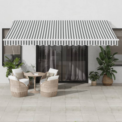 Copertină retractabilă manual cu LED - antracit/alb - 450x350 cm