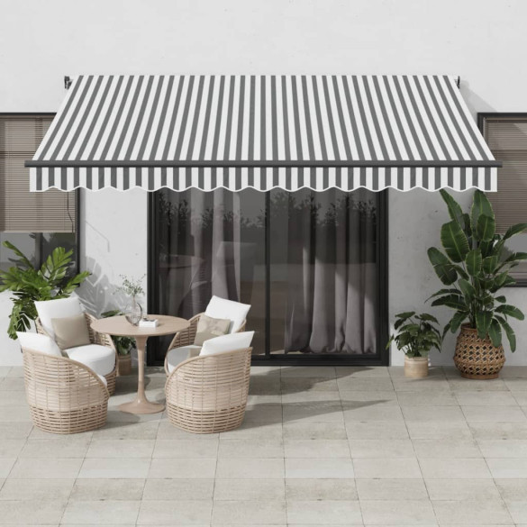 Copertină retractabilă manual - antracit/alb - 400x350 cm