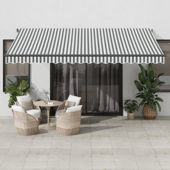 Copertină retractabilă manual - antracit/alb - 450x350 cm