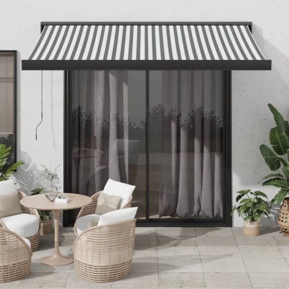 Copertină retractabilă antracit/alb - 3x2,5 m - textil/aluminiu