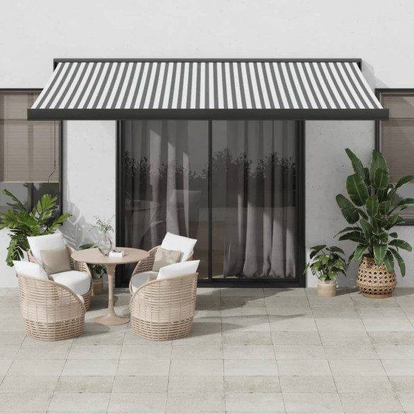 Copertină retractabilă antracit/alb - 4,5x3 m - textil/aluminiu