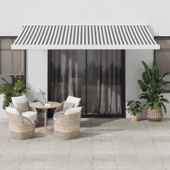 Copertină retractabilă antracit/alb - 4x3 m - textil/aluminiu