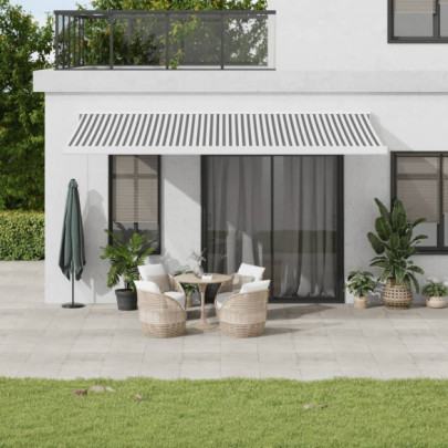 Copertină retractabilă antracit/alb - 5x3 m - textil/aluminiu