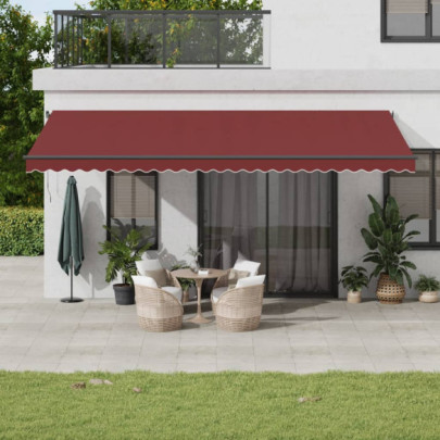 Copertina retractabilă manual cu LED-uri - vișiniu - 600x300 cm