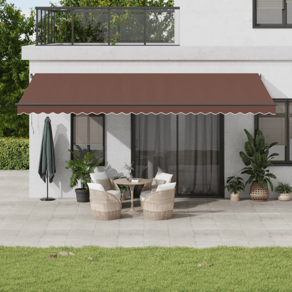 Copertină retractabilă manual - maro - 600x300 cm