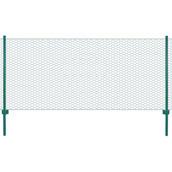 Gard din plasă de sârmă cu stâlpi - verde - 25 x 0,75 m - oțel