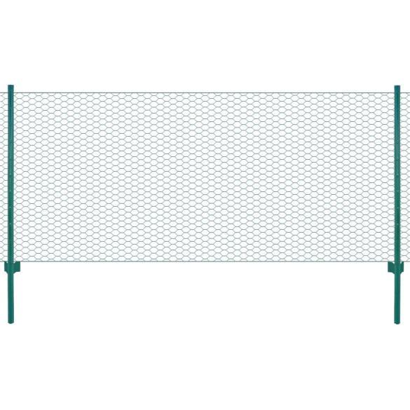 Gard din plasă de sârmă cu stâlpi - verde - 25 x 0,75 m - oțel