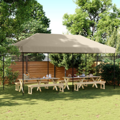 Cort de petrecere pliabil Pop-Up - taupe - 580x292x315 cm