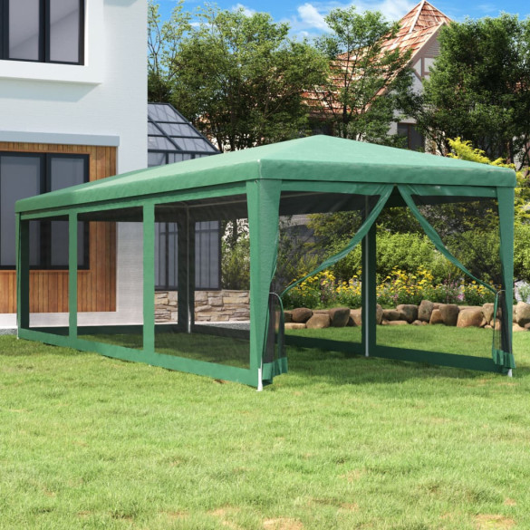 Cort de petrecere cu 8 pereți din plasă - verde - 3x9 m - HDPE