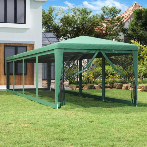 Cort de petrecere cu 10 pereți din plasă - verde - 3x12 m - HDPE