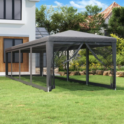 Cort de petrecere cu 10 pereți din plasă - antracit - 3x12 m HDPE