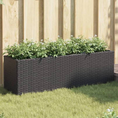 Jardinieră grădină cu 3 ghivece - negru - 105x30x32 cm poliratan