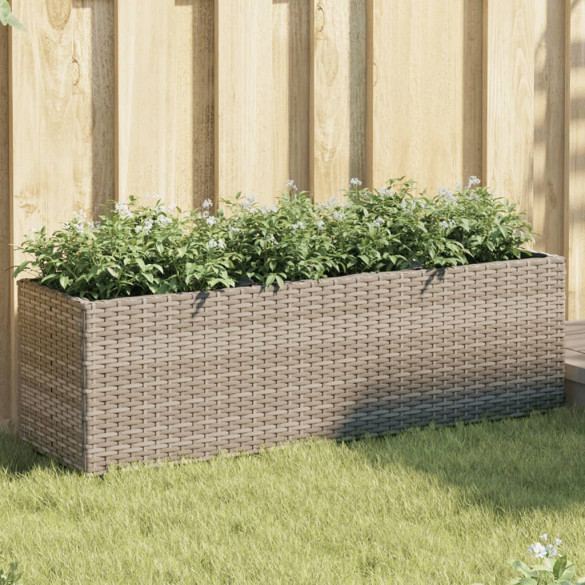 Jardinieră de grădină cu 3 ghivece gri 105x30x32 cm poliratan