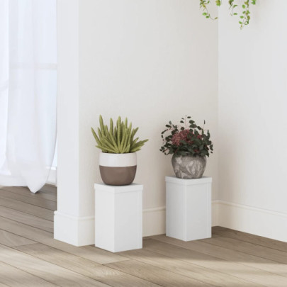 Suporturi de plante - 2 buc. - alb - 10x10x18 cm - lemn prelucrat