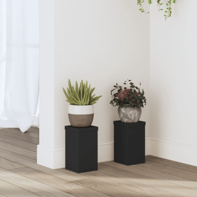 Suporturi de plante - 2 buc. - negru - 10x10x18 cm - lemn prelucrat