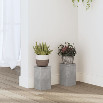 Suport de plante - 2 buc. - gri beton - 10x10x18 cm lemn prelucrat