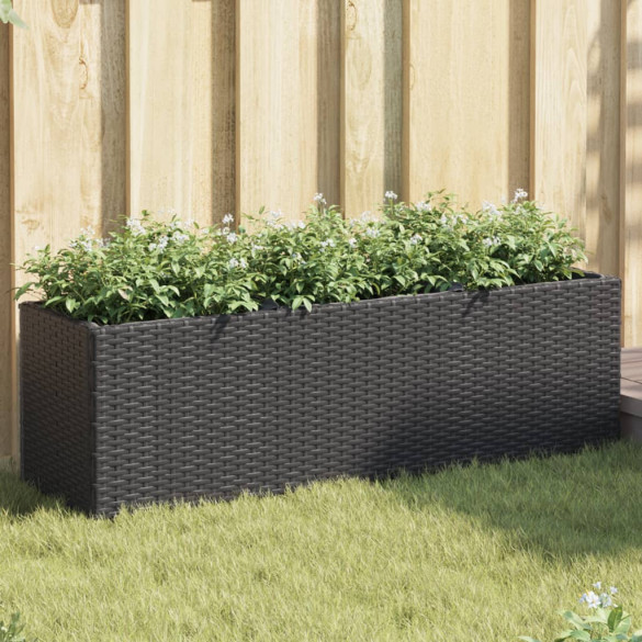 Jardiniere grădină 3 ghivece 2 buc. negru 105x30x32cm poliratan