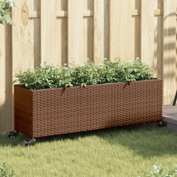 Jardiniere grădină cu roți 2 buc. maro 107x32x38 cm poliratan