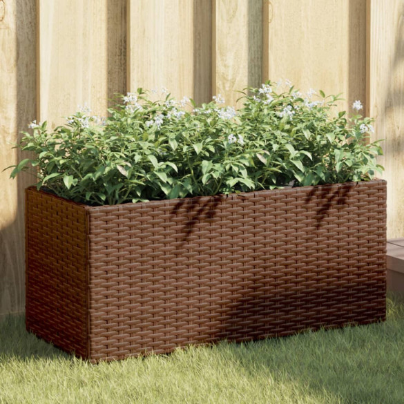 Jardiniere grădină 2 ghivece 2 buc. maro 72x30x32 cm poliratan