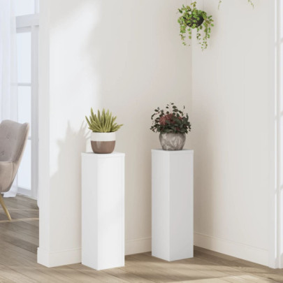 Suporturi de plante - 2 buc. - alb - 17x17x60 cm - lemn prelucrat