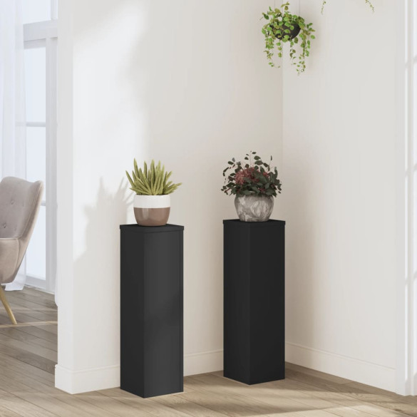 Suporturi de plante - 2 buc. - negru - 17x17x60 cm - lemn prelucrat