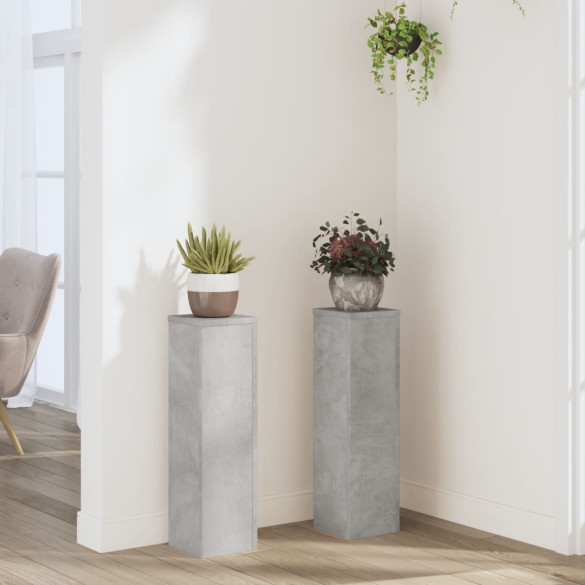 Suport de plante - 2 buc. - gri beton - 17x17x60 cm lemn prelucrat