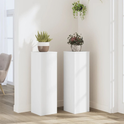 Suporturi de plante - 2 buc. - alb - 25x25x80 cm - lemn prelucrat