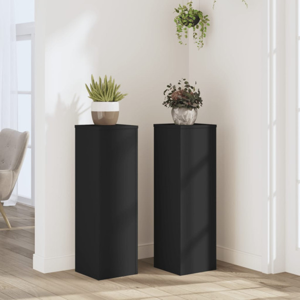 Suporturi de plante - 2 buc. - negru - 25x25x80 cm - lemn prelucrat