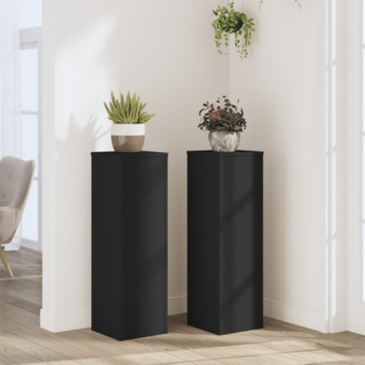 Suporturi de plante - 2 buc. - negru - 25x25x80 cm - lemn prelucrat