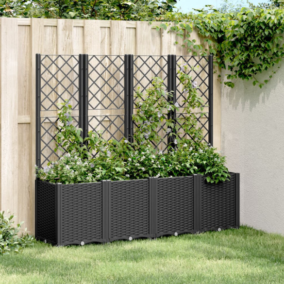 Jardinieră de grădină cu spalier - negru - 160x40x140 cm - PP